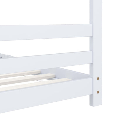 Kids Bed Frame White Solid Pine Wood 90x200 cm