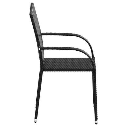 Stackable Outdoor Chairs 4 pcs Poly Rattan Black