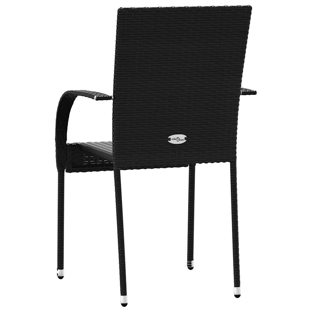 Stackable Outdoor Chairs 4 pcs Poly Rattan Black