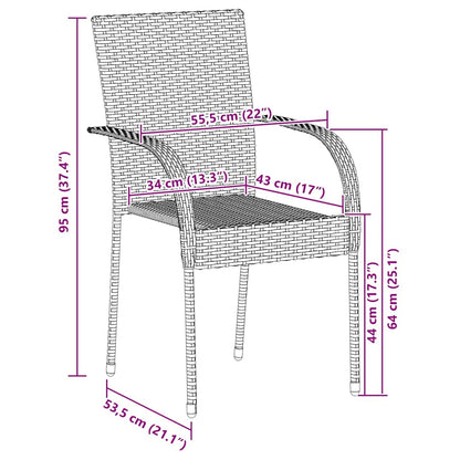 Stackable Outdoor Chairs 4 pcs Poly Rattan Black