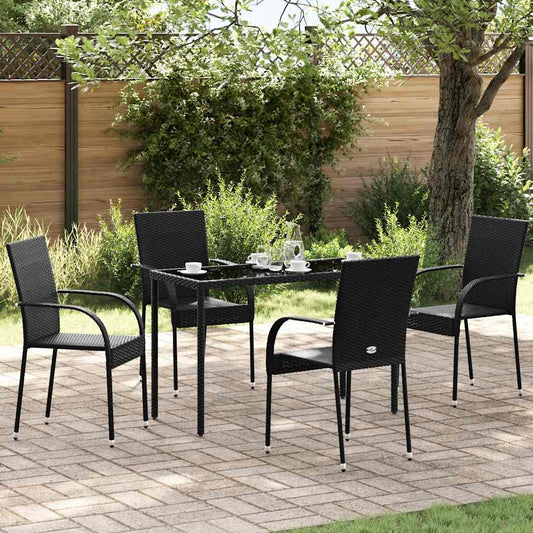 Stackable Outdoor Chairs 4 pcs Poly Rattan Black