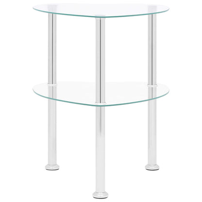 2-Tier Side Table Transparent 38x38x50 cm Tempered Glass