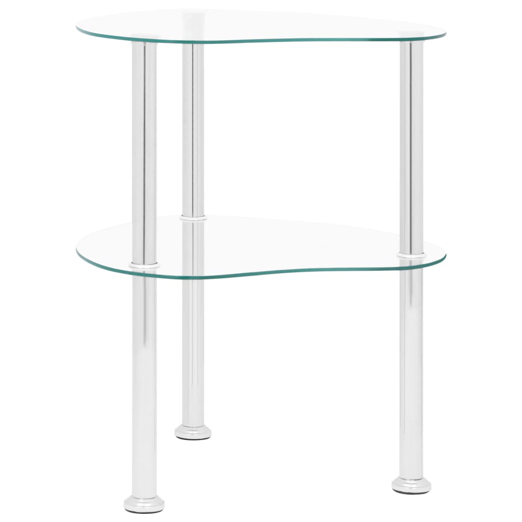 2-Tier Side Table Transparent 38x38x50 cm Tempered Glass