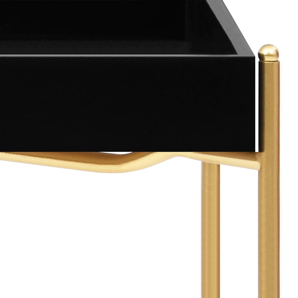 Side Table Black and Gold 38x38x38.5 cm MDF