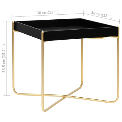 Side Table Black and Gold 38x38x38.5 cm MDF