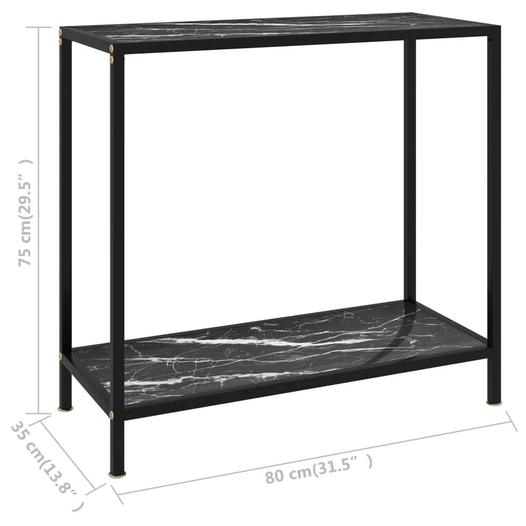 Console Table Black 80x35x75 cm Tempered Glass