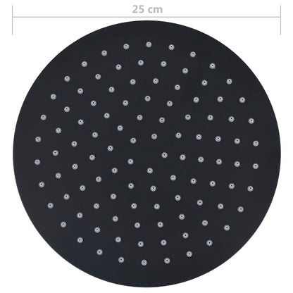 Rain Shower Head Stainless Steel 25 cm Round Black