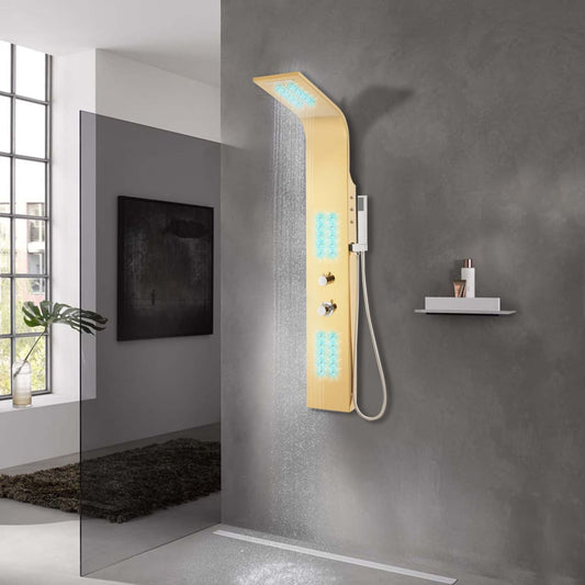 Shower Panel System Stainless Steel 201 Gold Curved