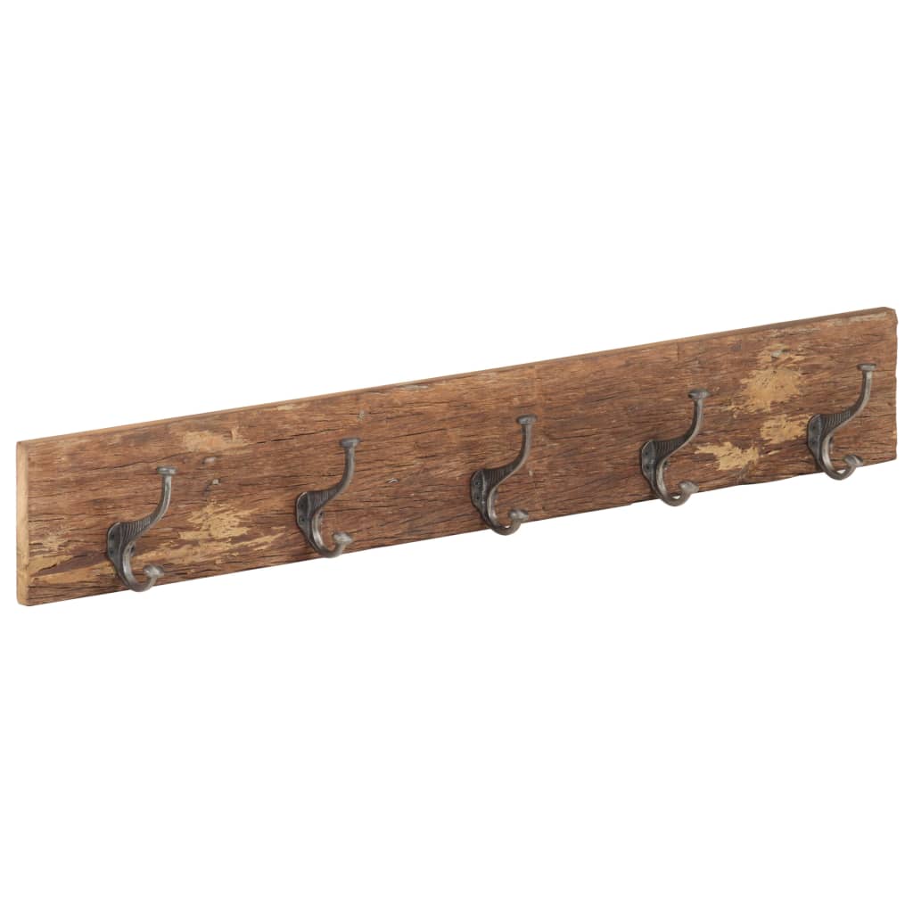 Hall Hanger with 5 Hooks 100x2.5x15 cm Solid Reclaimed Wood