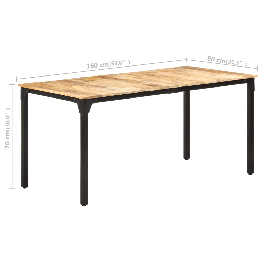 Dining Table 160x80x76 cm Rough Mango Wood