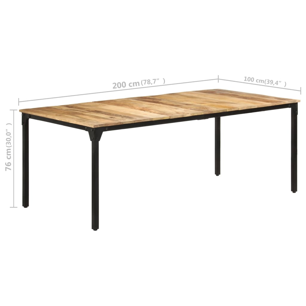 Dining Table 200x100x76 cm Rough Mango Wood