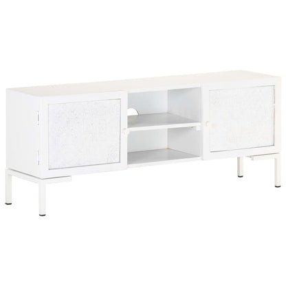 TV Cabinet White 115x30x46 cm Solid Mango Wood