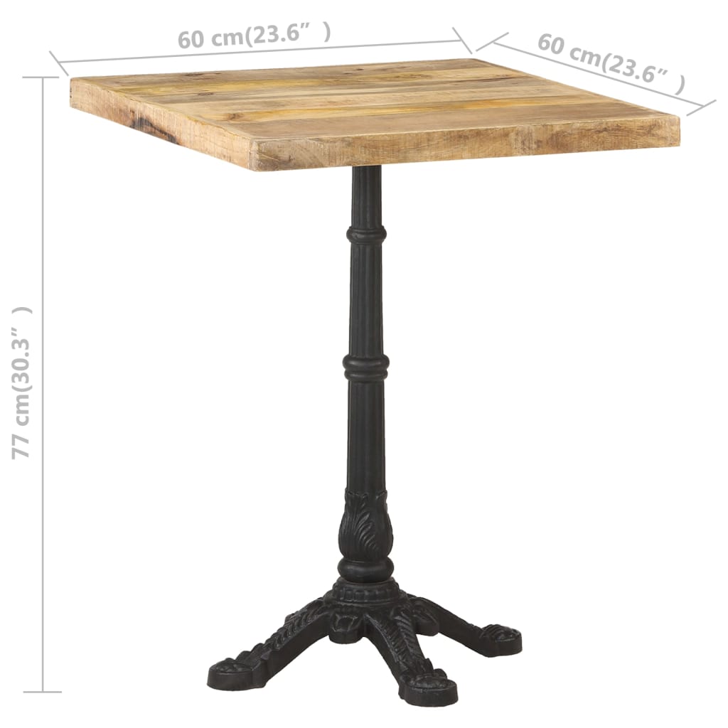 Bistro Table 60x60x77 cm Rough Mango Wood