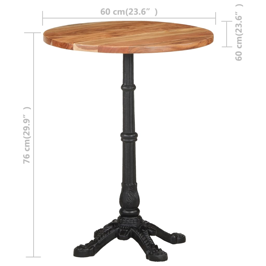 Bistro Table Ø60x76 cm Solid Acacia Wood