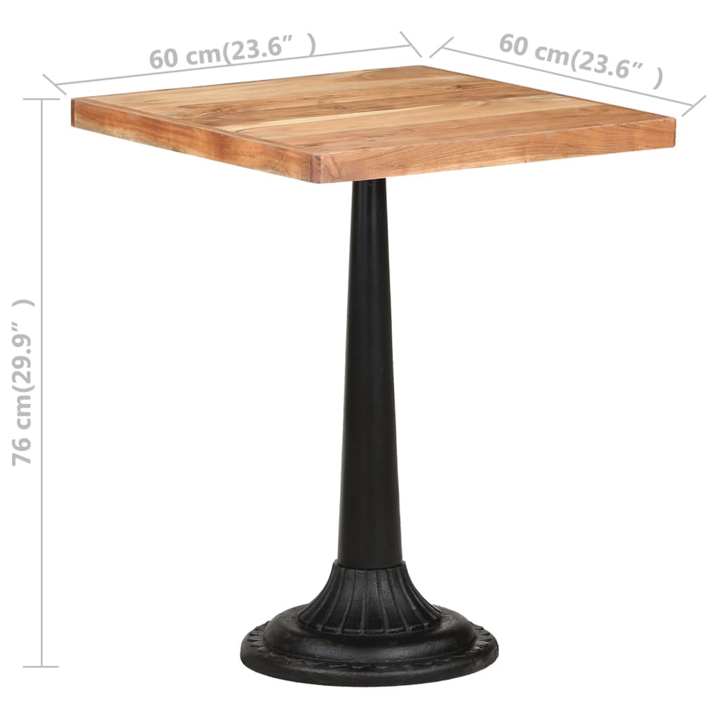 Bistro Table 60x60x76 cm Solid Acacia Wood