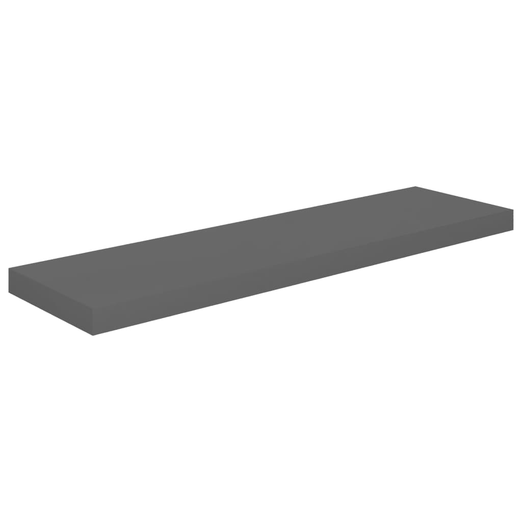 Floating Wall Shelves 2 pcs High Gloss Grey 90x23.5x3.8 cm MDF