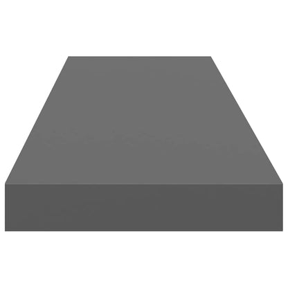 Floating Wall Shelves 2 pcs High Gloss Grey 90x23.5x3.8 cm MDF