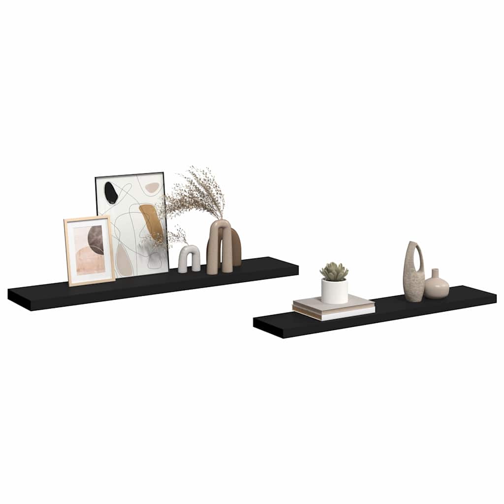 Floating Wall Shelves 2 pcs Black 120x23.5x3.8 cm MDF