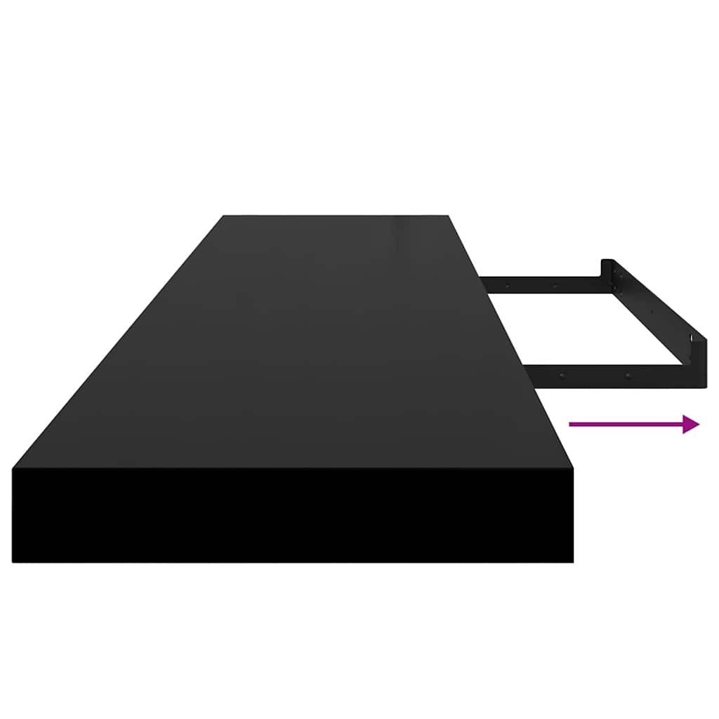 Floating Wall Shelves 2 pcs Black 120x23.5x3.8 cm MDF