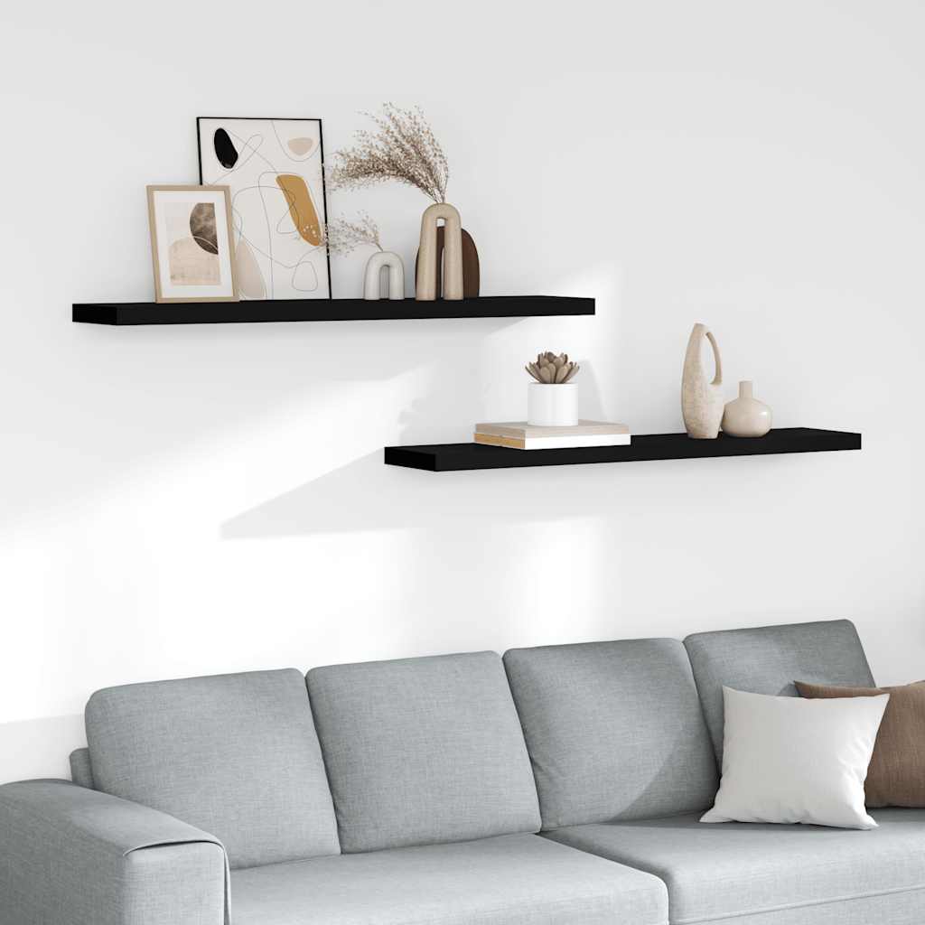 Floating Wall Shelves 2 pcs Black 120x23.5x3.8 cm MDF