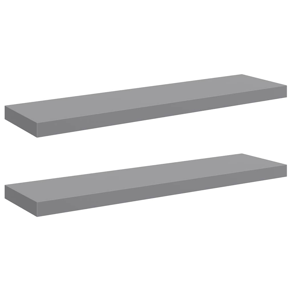 Floating Wall Shelves 2 pcs Grey 90x23.5x3.8 cm MDF