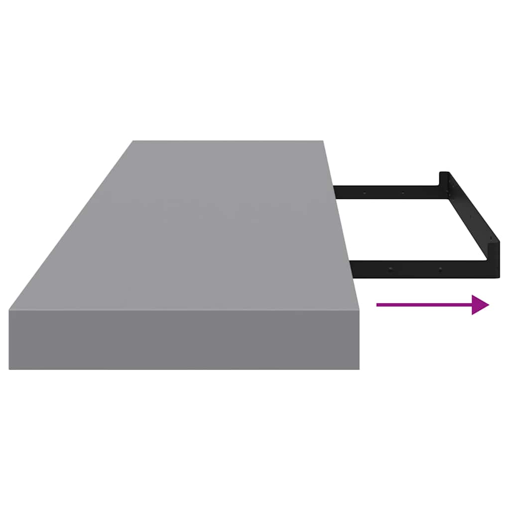 Floating Wall Shelves 2 pcs Grey 90x23.5x3.8 cm MDF