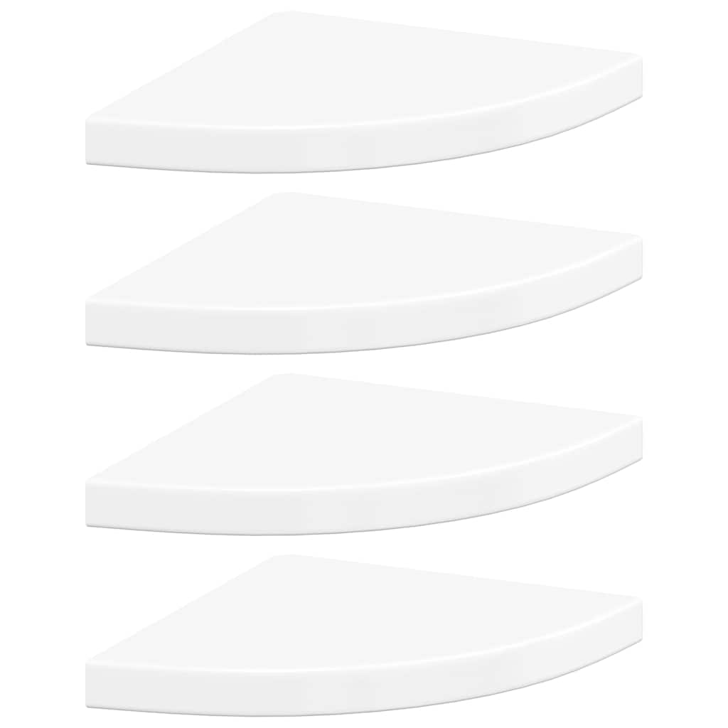 Floating Corner Shelves 4 pcs High Gloss White 35x35x3.8 cm MDF