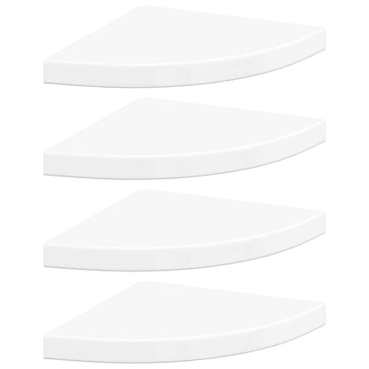 Floating Corner Shelves 4 pcs High Gloss White 35x35x3.8 cm MDF