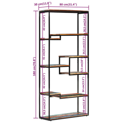 Bookcase 80x30x180 cm Solid Reclaimed Wood