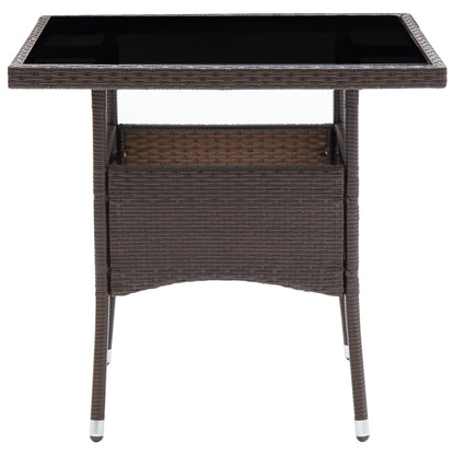 Garden Dining Table Brown Poly Rattan