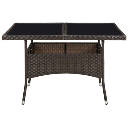 Outdoor Dining Table Brown Poly Rattan and Glass