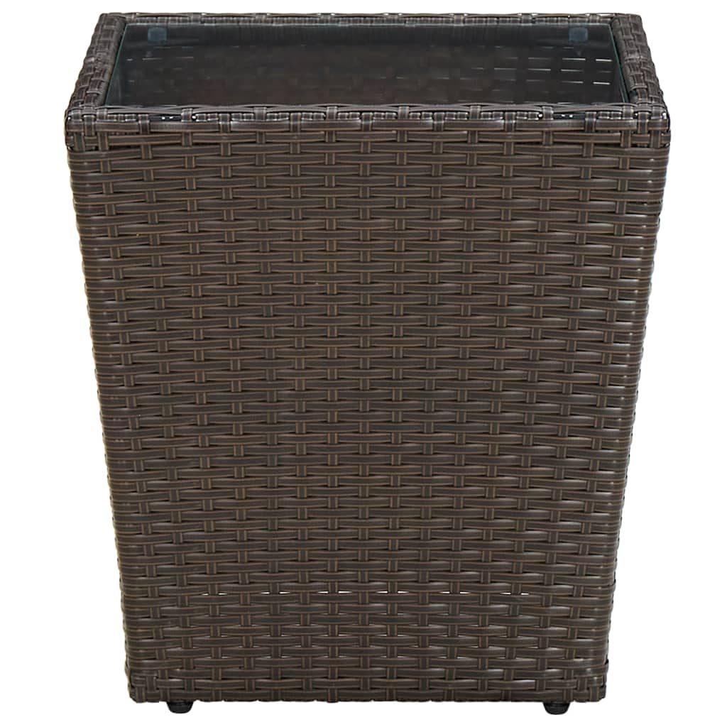 Tea Table Brown 41.5x41.5x44 cm Poly Rattan and Tempered Glass