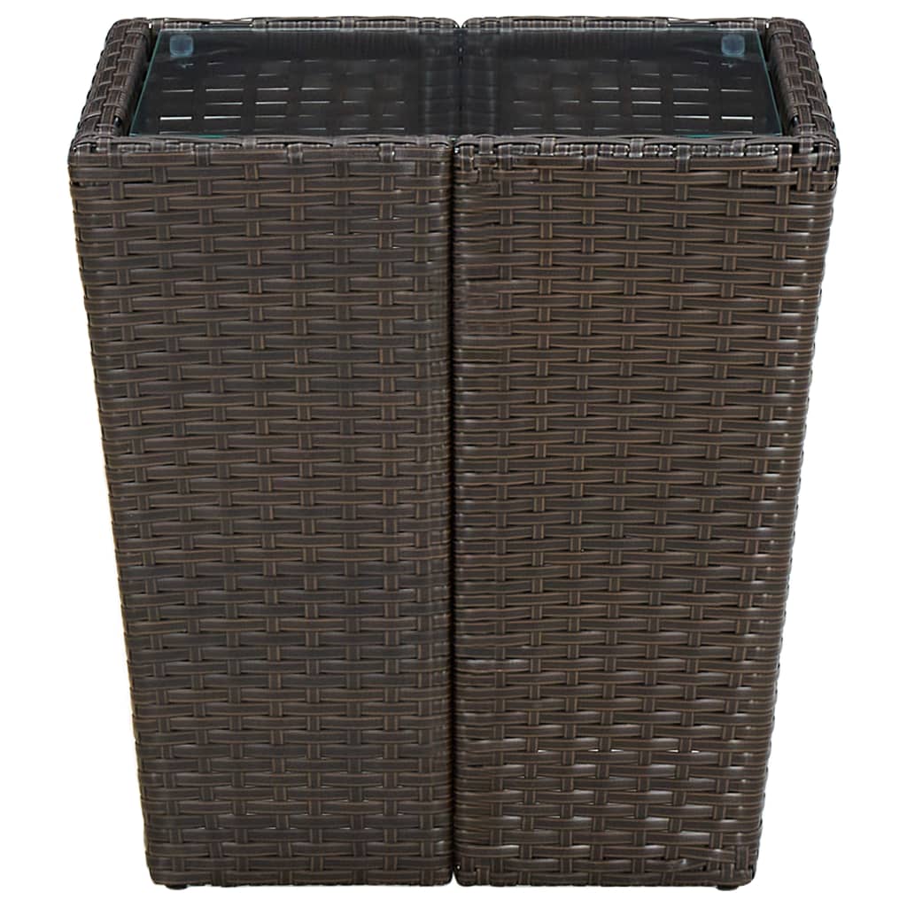 Tea Table Brown 41.5x41.5x44 cm Poly Rattan and Tempered Glass