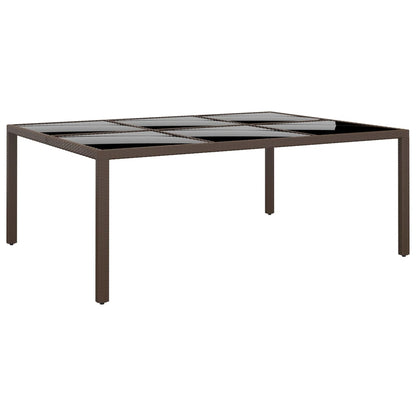 Garden Table with Glass Top Brown 200x150x75 cm Rattan