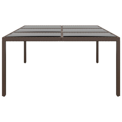 Garden Table with Glass Top Brown 200x150x75 cm Rattan