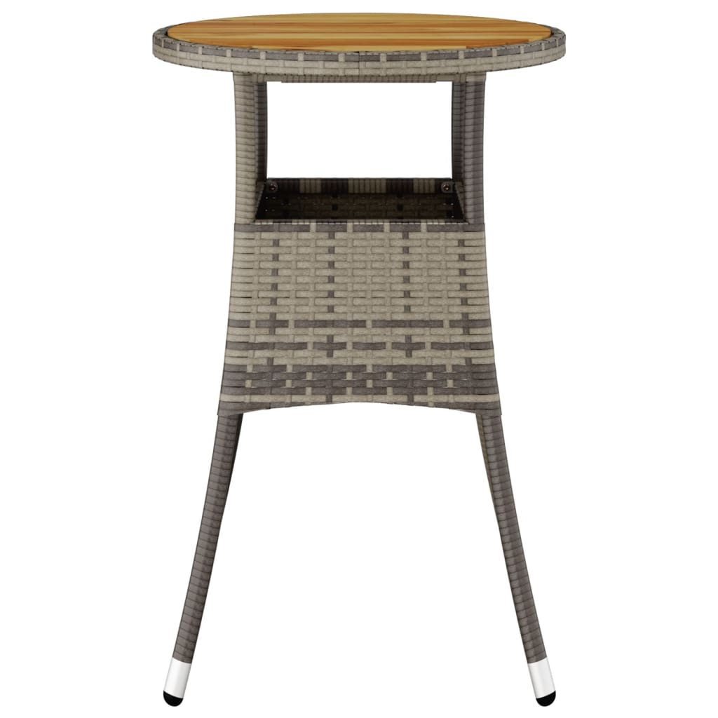 Garden Table Ø60x75 cm Acacia Wood and Poly Rattan Grey