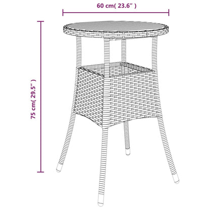 Garden Table Ø60x75 cm Acacia Wood and Poly Rattan Grey