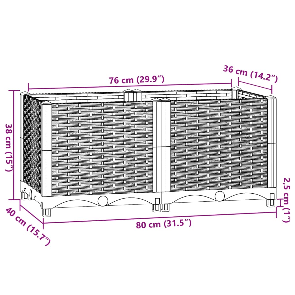 Raised Bed 80x40x38 cm Polypropylene