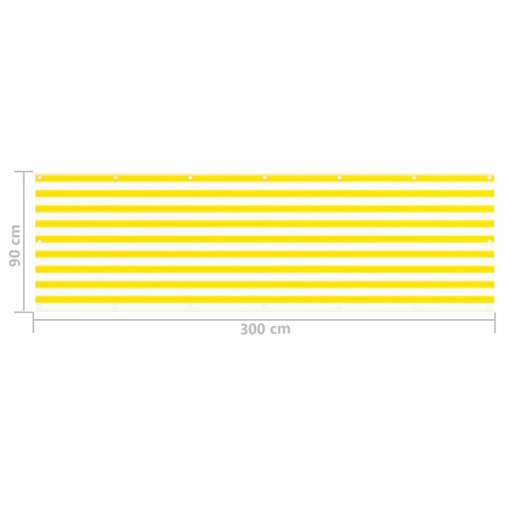 Balcony Screen Yellow and White 90x300 cm HDPE