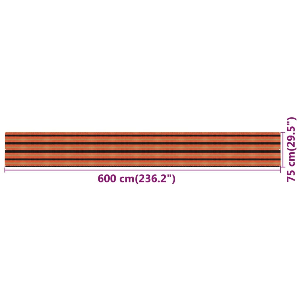 Balcony Screen Multicolour 75x600 cm HDPE