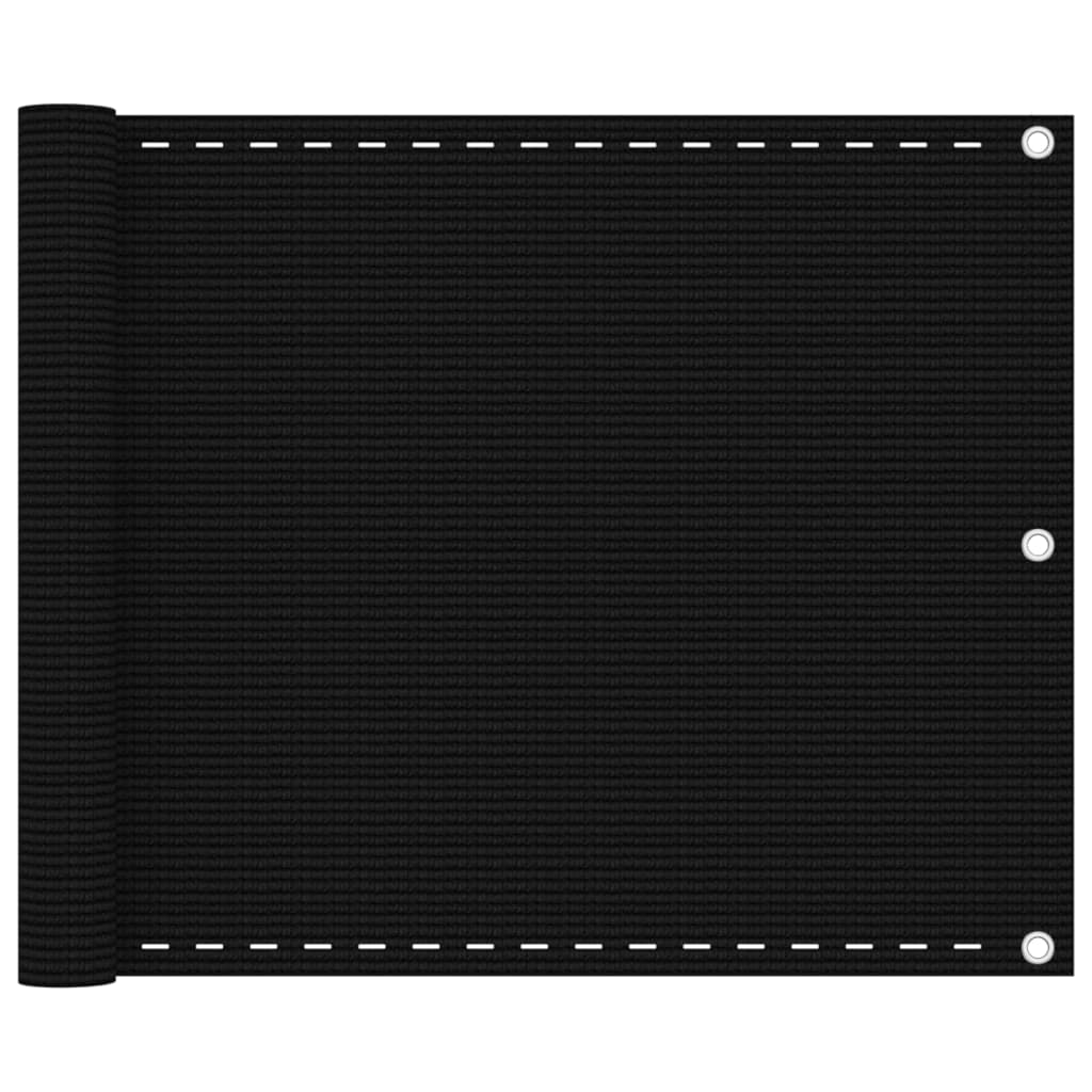 Balcony Screen Black 75x600 cm HDPE