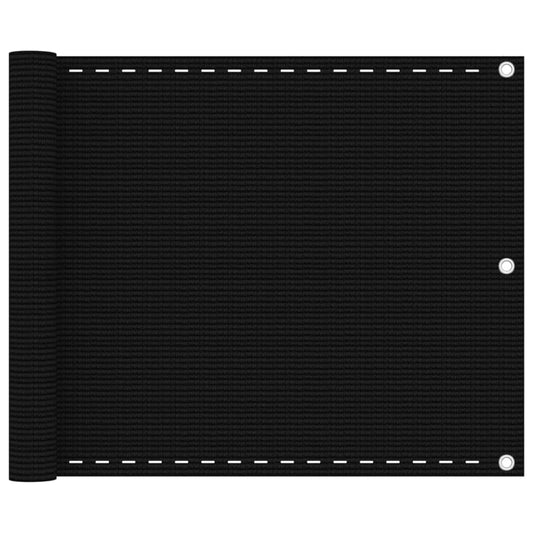 Balcony Screen Black 75x600 cm HDPE