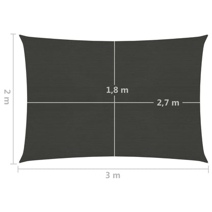 Sunshade Sail 160 g/m² Anthracite 2x3 m HDPE