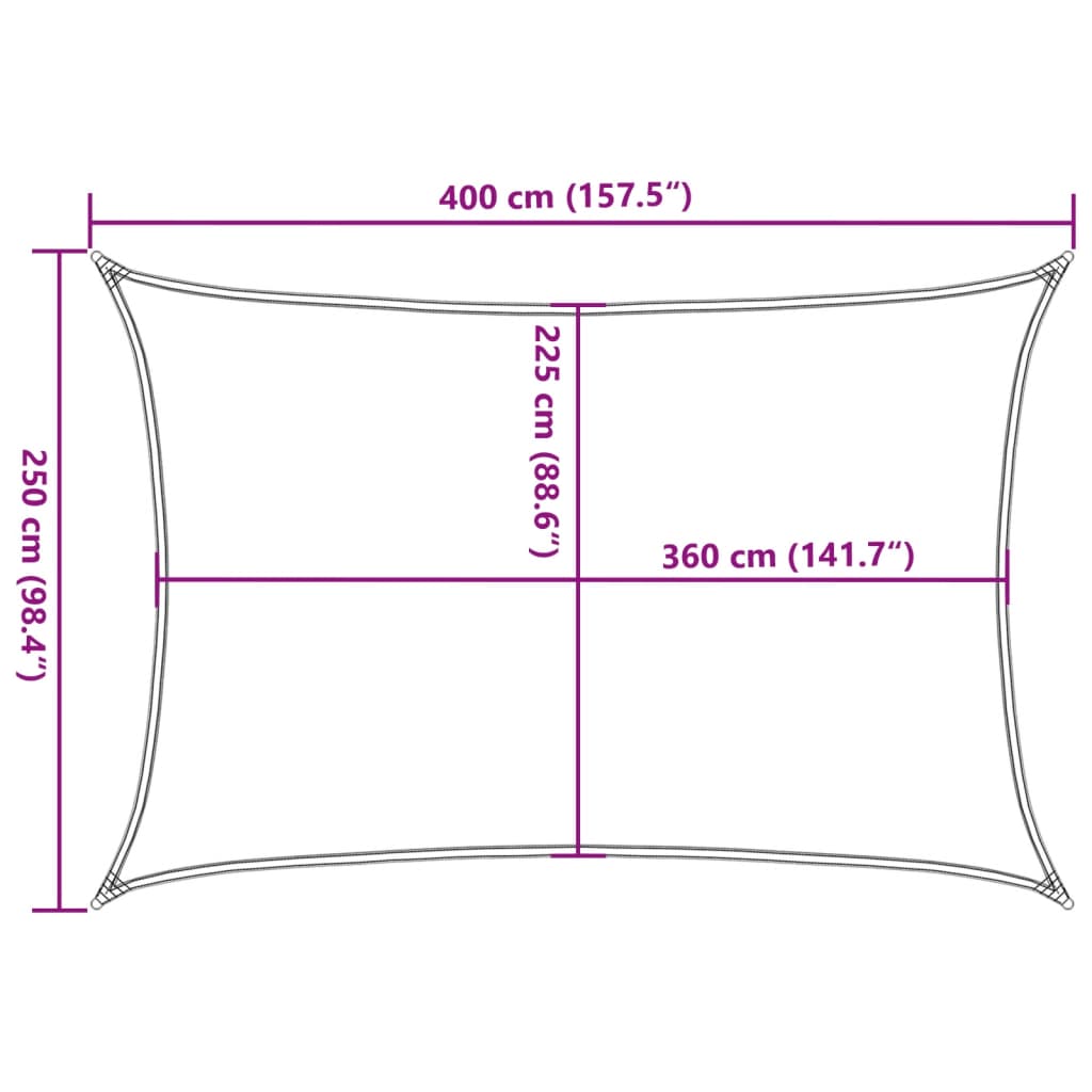 Sunshade Sail 160 g/m² Anthracite 2.5x4 m HDPE