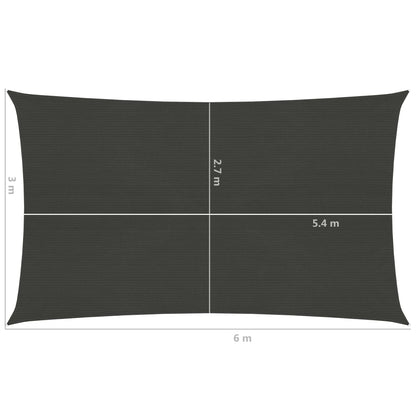 Sunshade Sail 160 g/m² Anthracite 3x6 m HDPE