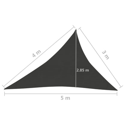 Sunshade Sail 160 g/m² Anthracite 3x4x5 m HDPE