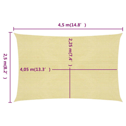 Sunshade Sail 160 g/m² Beige 2.5x4.5 m HDPE