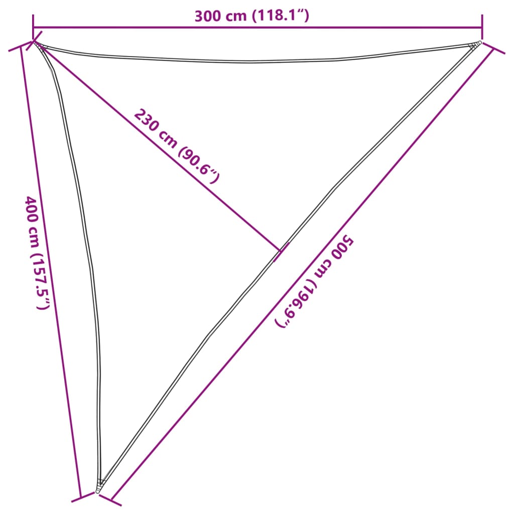 Sunshade Sail 160 g/m² Beige 3x4x5 m HDPE