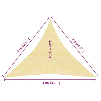 Sunshade Sail 160 g/m² Beige 4x4x4 m HDPE