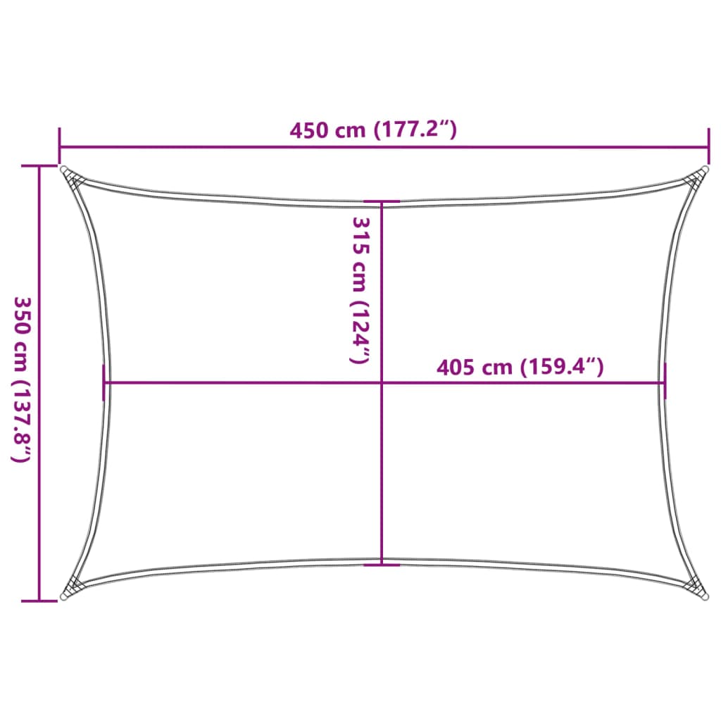 Sunshade Sail 160 g/m² Cream 3.5x4.5 m HDPE